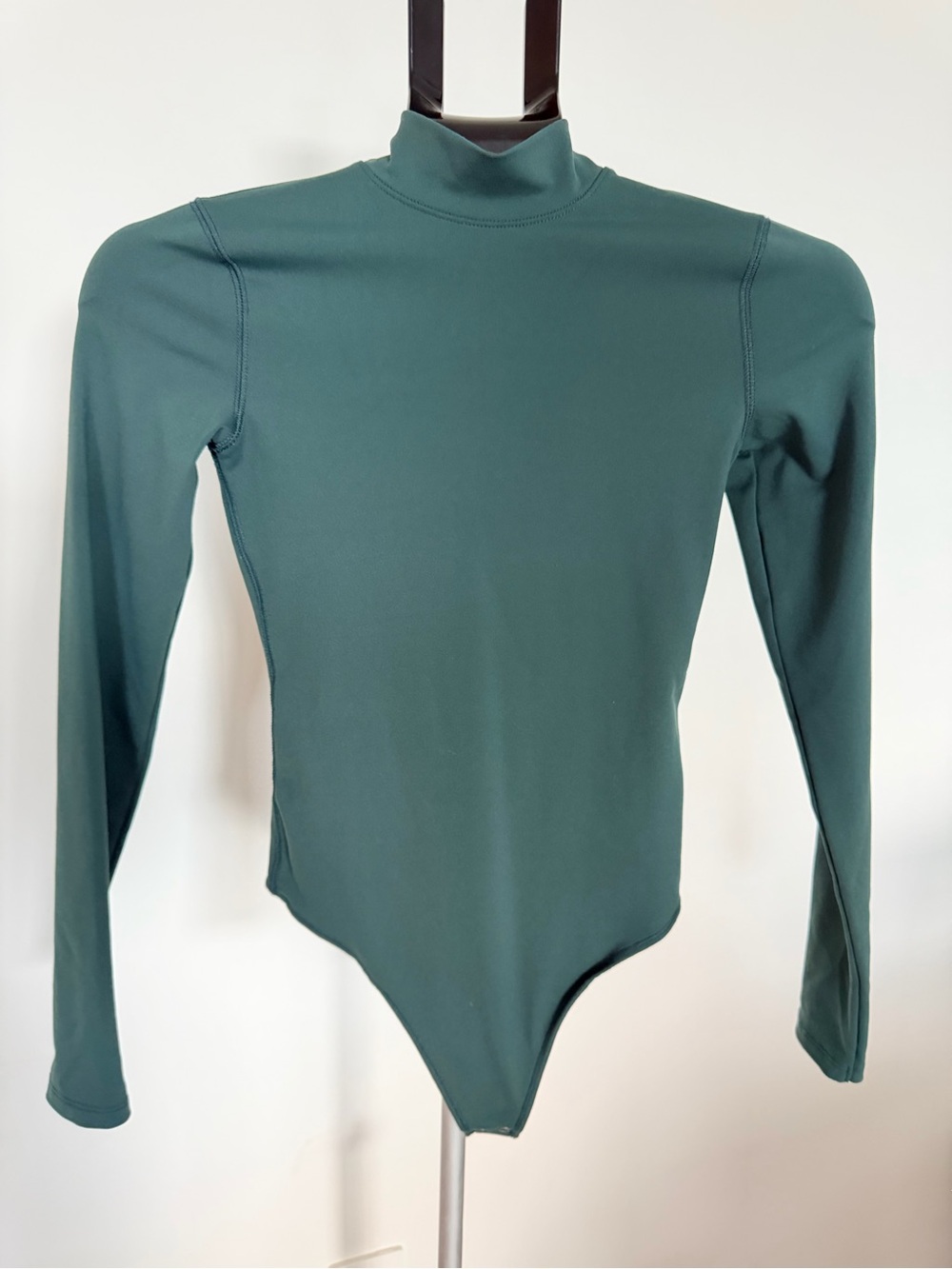 Abercrombie & Fitch Forest Green Long-Sleeve Mock Neck Bodysuit